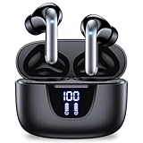 Wireless Earbuds 76Hrs Playtime Ear Buds Bluetooth Headphones with LED Power Display Charging Case Stereo in-Ear Earphones IPX7 Waterproof Sports Headset with Mic for Phone Laptop TV Black