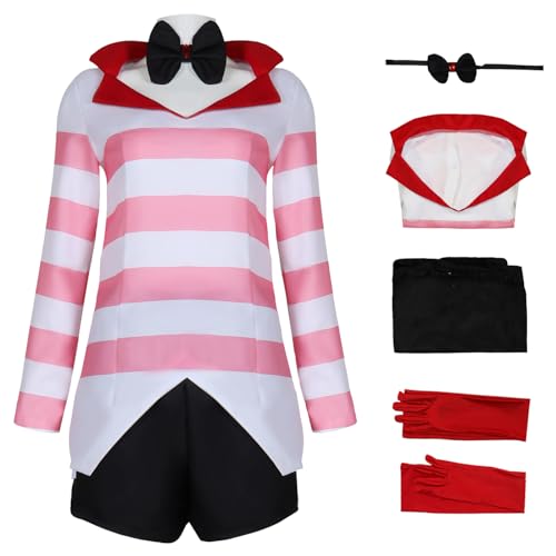 Photo de AYIMEIS Hazbin Hotel Angel Dust Cosplay Costume Set Déguisement de Anime Hazbin Hotel Costume Angel Dust Uniforme Noël Halloween Carnaval Fête Performance Costume pour Adulte