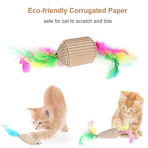 brinquedo de gato,Funien 7 PCS Cat Scratch Toy Interactive Cardboard Chew Toys Variety Pack Set incl