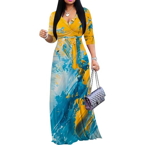 PinkPatty Women's Print Maxi Dresses 3/4 Sleeves...