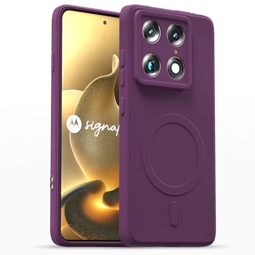 Image of Outlouders Back Cover for Motorola Moto Signature 5G Soft Matte Silicone Cover with Slim Fit | Mag-Safe Logo (Not Mag-Safe Compatible) | Shockproof | Camera Protection Bumper Case (Purple)