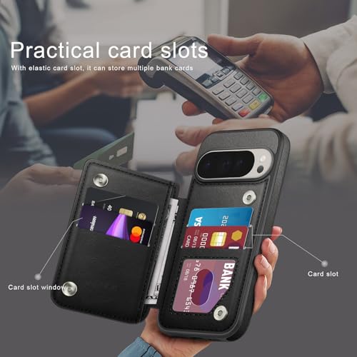 DJDUCK Designed for Google Pixel 9 Pro XL 5G 6.8" Case Wallet with Card Holder, [Magnetic Clasp Cover] [RFID Blocking Leather Protection] Shockproof Women Men Cases for Pixel 9 Pro XL Black by DJDUCK - Used condition - Image 3