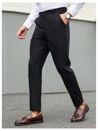 OYOANGLE Men's Slim Fit Dress Pants Classic Business Casual Office Wedding Suit Trousers2