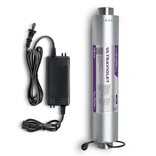 iSpring UVF50 LED UV Water Filter System, Whole House Ultraviolet Water Purifier Filter, Long-Life LED Design, Built-in Smart Flow Sensor Switch, Mercury-Free, Up to 13.2 GPM