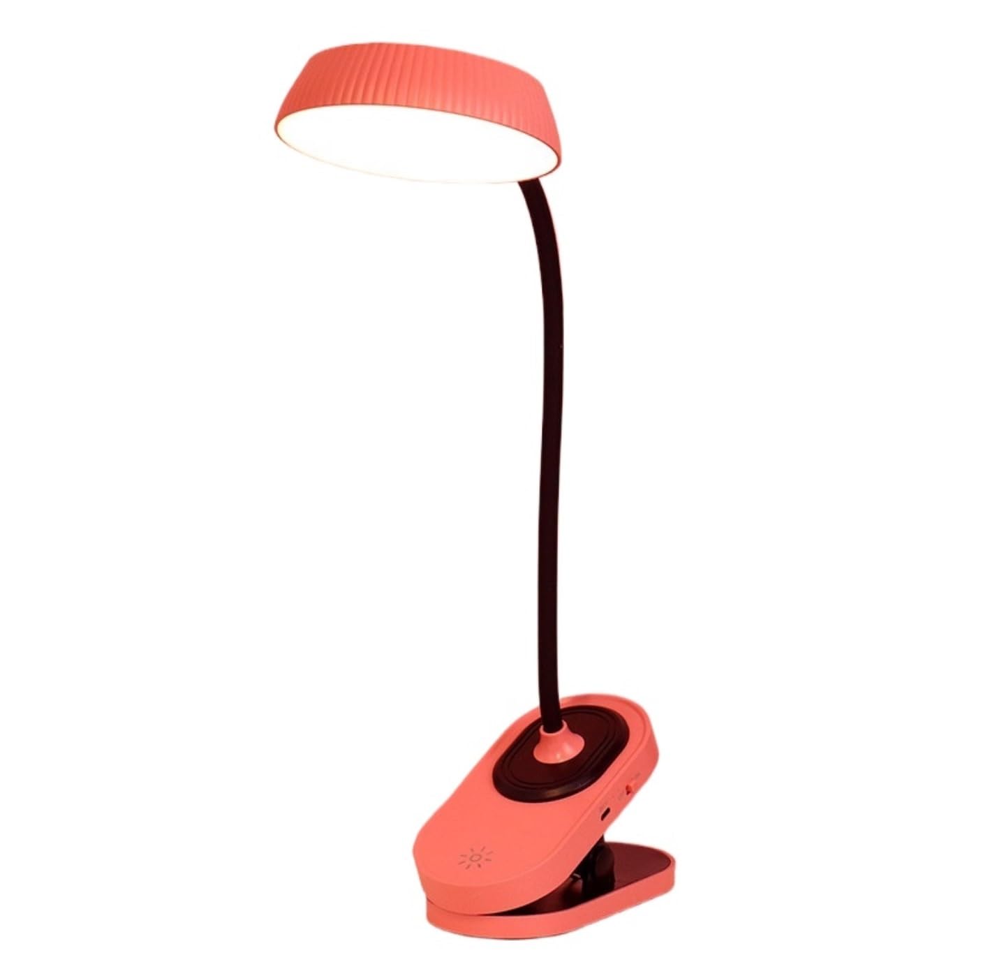 Lampara Escritorio para Oficina Lámpara De Escritorio con Clip USB, Luz Que Cuida La Vista For El Hogar Y Oficina, Control Táctil Moderno Flexo Escritorio(Pink)