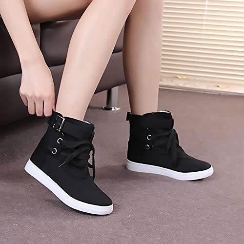 A/U Womens laarzen, anti-slip hoge schoenen canvas schoenen mode eenvoudige casual schoenen - Afbeelding 7