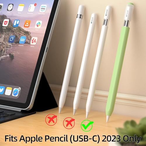 Image of Pencil Case for Apple Pencil (USB-C) 3rd Generation Silicone Protective Cover Sleeve, Supports Magnetic Attachment 3rd Gen (Matcha Green)
