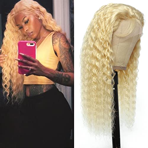Blonde Lace Front Wig Human Hair 613 Frontal Wigs Deep Wave Indian Remy Hair 9a Grade Transparent Lace 13x4 With Baby Hair Free Part Bleach Knot Pre Plucked High Density 14 inch