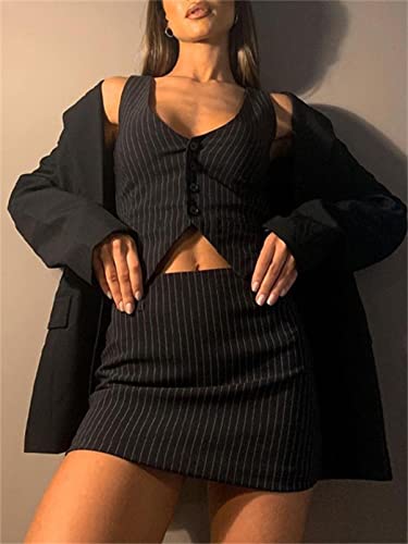 Mylleure Women Sexy Dressy Vest Slim Fit Button Halter V-Neck Tuxedo Suit Waistcoats Versatile Racerback Vintage Streetwear4