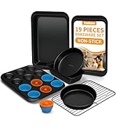 Ymiton Nonstick Baking Pans Set, 19 PCS Stackable Bakeware Sets, Oven Pan Set Includes Baking Tra...