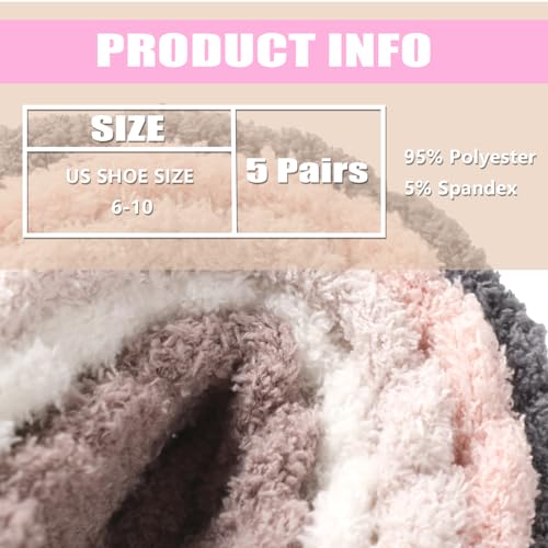 5 Pairs Super Soft and Cozy Fuzzy Winter Socks for Women -Womens Fluffy Cozy Socks Warm Sock for Women Slipper Sock4