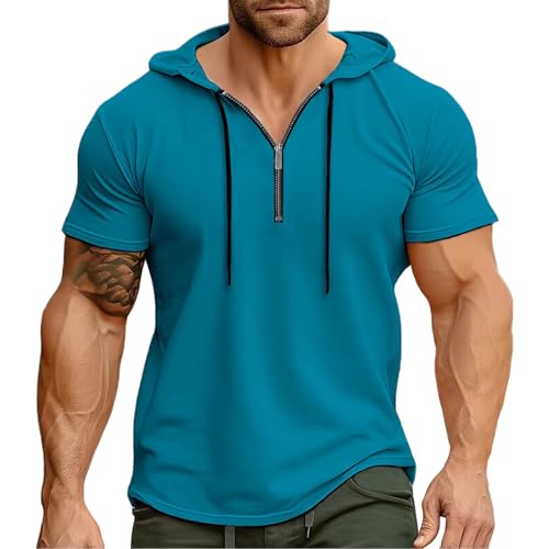 Camisa de manga corta para hombre, camisa de lino para hombre, camisa de lino Henley, camisa de verano, suelta, informal, cuello redondo, sudadera con capucha, transpirable, con cremallera, camisetas