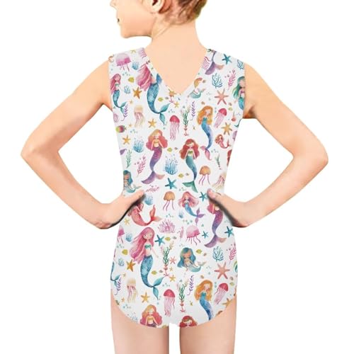 Image of Girls Cartoon Pattern One-Piece Swimsuits Sport Racer Swimwear Beach Bathing Suit, Size 5-14