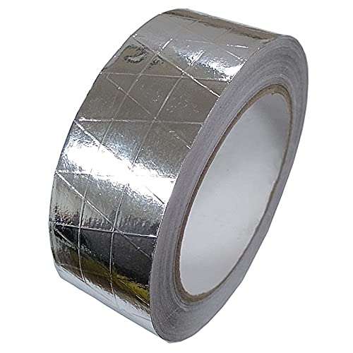 Fiber Glass Aluminum Foil Tape HAOT Reinforced Self Adhesive Heat Reflective Tape Heat Jacketing Insulation Resistant High Temperature HVAC Tape Metal Repair Roll Silver, 2 in x 82'