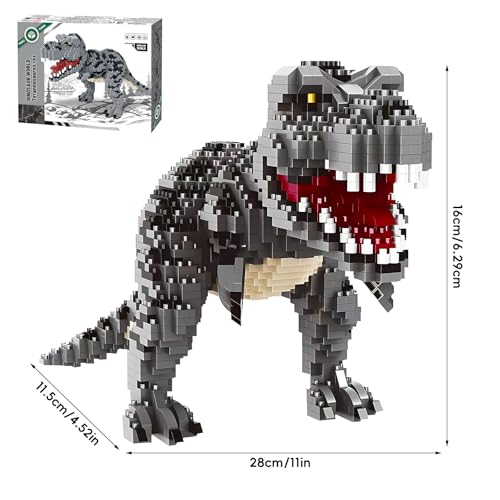 CSNRHG Dinosaure Tyrannosaurus Rex - Mini blocs de construction - Jouet d'anniversaire ou de vacances - Cadeau pour enfants âgés de 6 ans et plus - 1530 pièces – vue 2