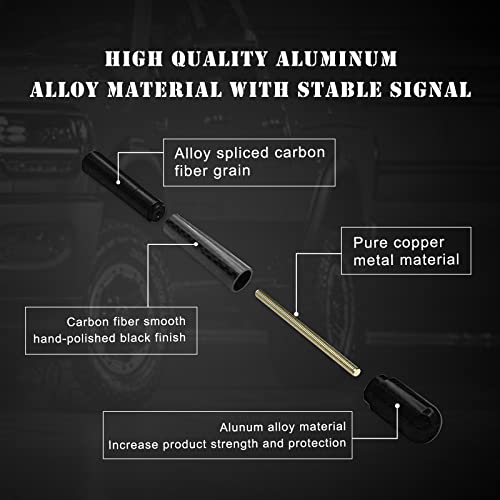 Ajxn 1 Pc Car Carbon Fiber Antenna American Flag, 4.7In Polished Surface Car Radio Antenna With Screw, Compatible With Ford F150, Dodge Ram 1500 2500 3500, Jeep, Toyota, Nissan, Mazda (Black) #TOP5