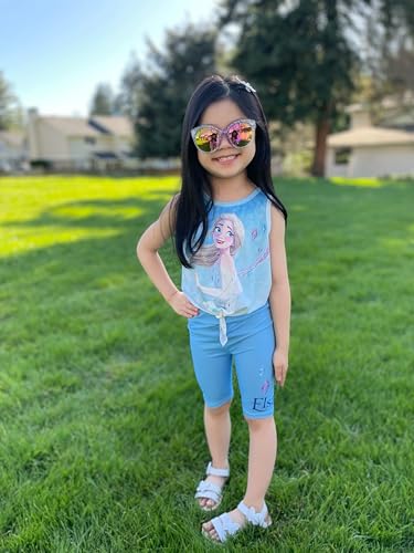 Image of Disney Stitch丨 Frozen丨 Minnie Mouse丨Princess丨Winnie Tank Top+Dolphin Shorts Girls Outfits Workout Athletic Set Summer