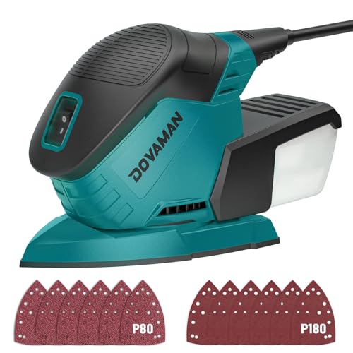 DOVAMAN L5 APEX Lijadora Madera 130 W, 12,000 RPM Lijadora Eléctrica Con Recolección de Polvo Eficiente, 12 Hojas de Lija, Ideal para Madera, Metal y Muebles