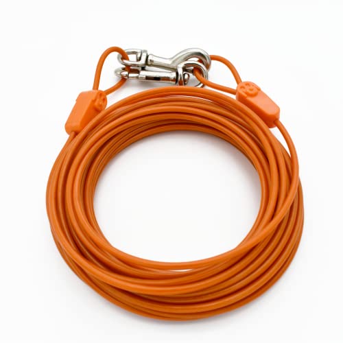 IntelliLeash 40ft Tie-Out Cables for Dogs - Strong, Safe, and Durable Dog Tie-Outs for Small Dogs up to 90 Pounds - Weather and Wear Resistant Galvanized Aircraft Cable for Outside Use