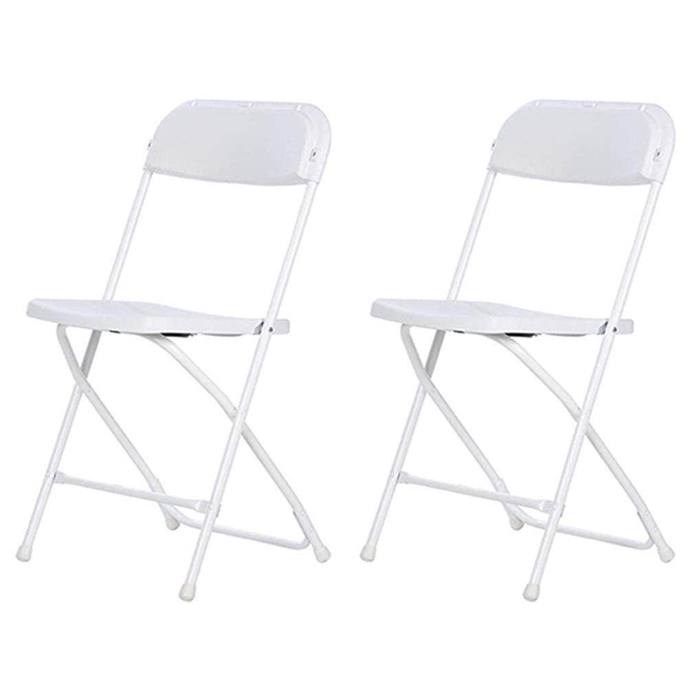 Silla de oficina plegable blanca pack de 2 con estructura de metal para escritorio