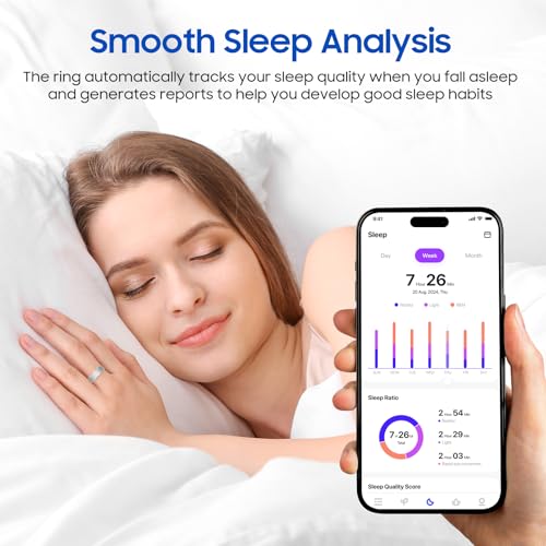 prxxhri Smart Health Ring, Featuring Stress and Sleep Monitoring Functions, Compatible with iOS and Android,Waterproof Fitness Tracker for Women & Men, No Subscription Fee. (Silver, 12) by prxxhri - Image 5