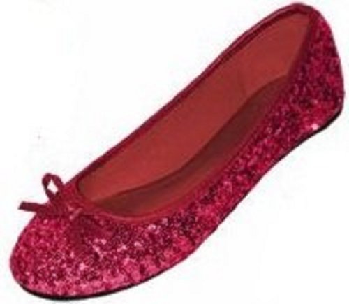 Shoes8teen Womens Sequins Glitter Round Toe Ballet Flat with Bow