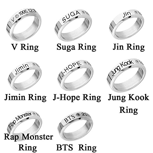 Image of Yellow Chimes Rings for Men Silver Ring Kpop BTS Bangtan Boys Jimin Members Name and Date of Birth Mentioned Ring for Men and Boys.