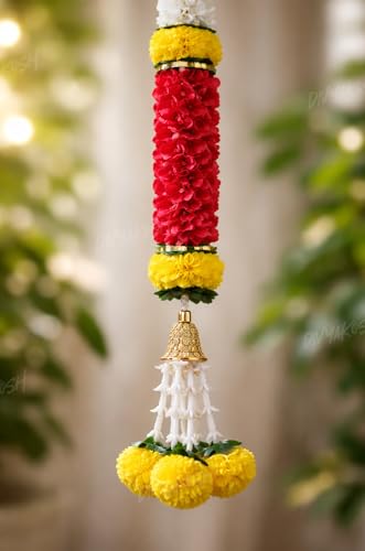 Image of Divyakosh Multicolour Artificial Flower Hanging - Set of 2 for Home Entrance, 5 Feet Long Decorative Flower Hanging, Pooja Room, Festival & Wedding Decor