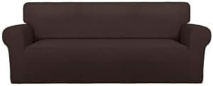 PureFit Super Stretch Sofa Slipcover – Spandex Non Slip Soft Couch Sofa Cover, Washable Furniture Protector with Non Skid Foam and Elastic Bottom for Kids, Pets (Sofa, Chocolate)