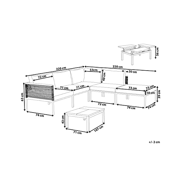 Beliani Lounge-Set Aluminium Grau