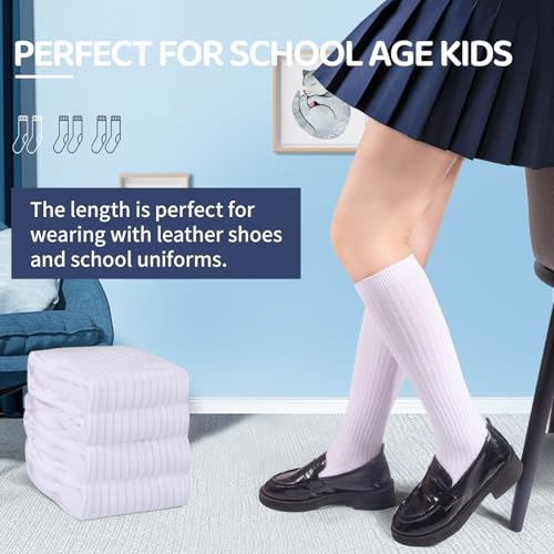 4 Pairs Girls Knee High Socks Stripe Seamless Toe Kids School Uniform Socks Over The Knee Socks for Girls Boys3