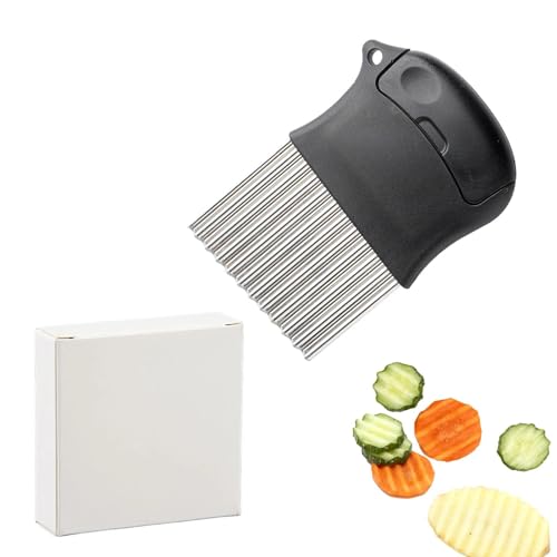 quyueug Coupe Frites Manuell Multi-Fonctions 2-en-1 avec LameOndulée en Acier Inoxydable - Coupe Pomme de Terre pour Frite,Coupe Frites avec Couteau à...