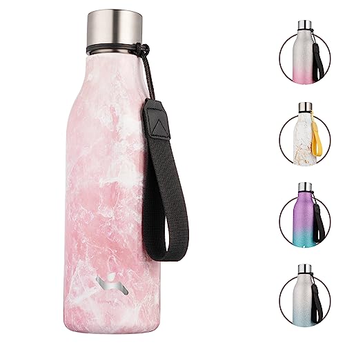 Image of Konokyo Insulated Water Bottle with Strap,18 oz Double Wall Stainless Steel Vacuum Bottles Metal Water Flask,Blossom