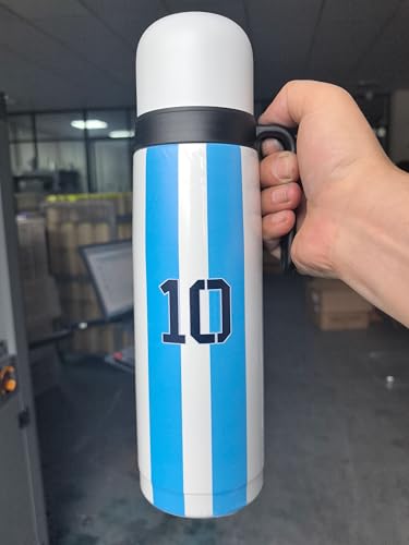 Termo Argentina Messi N°10 – Diseño Celeste y Blanco – Acero Inoxidable Premium – Mantiene Temperatura 12h – 1L – Edición Limitada Mundialista.