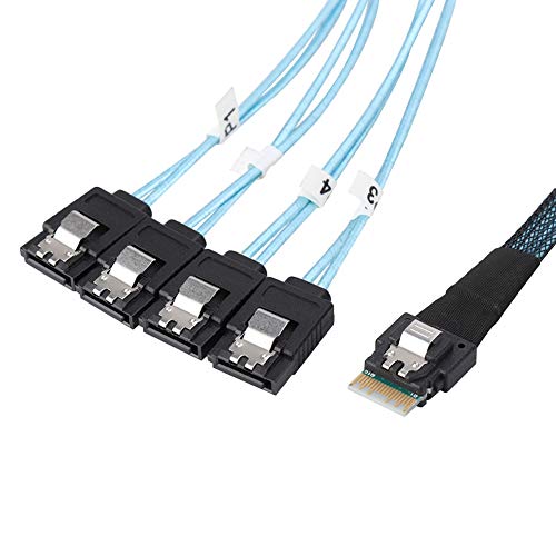 fosa Mini SAS 38P SFF-8654 to 4xSATA Server HDD Data Transmission Cable with with Shrapnel Server Data Transmission Line