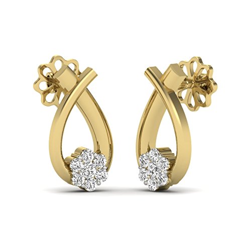 kuberbox 14KT Yellow Gold Diamond Wobble Fantasy Stud Earrings for Women-picture-22