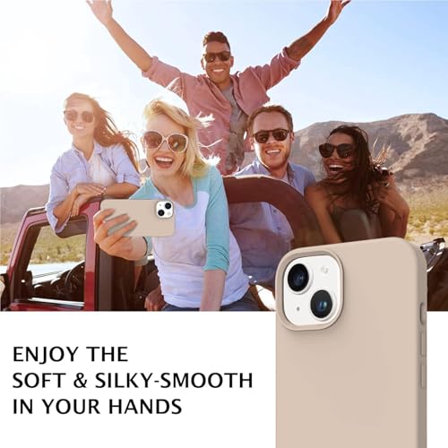 Image of DIZORO Microfiber Candy Case Compatible for iPhone 13 / iPhone 14 6.1 Inch Shockproof Slim Back Cover Liquid Silicone Case - Desert