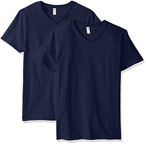 Fruit of The Loom Men's V-Neck T-Shirt (2 Pack), Jnavy, XX-Large