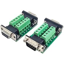 2PCS DB9 Female and Male Connector in One Breakout Board,RS232 D-SUB Serial to 9-pin Port Terminal Adapter Module