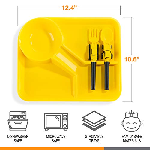 Dinneractive Dining Set For Kids - 3 PC Construction Themed Dinnerware - Tractor Utensils - Toddler Plates - Baby Dishes - Thumbnail 7