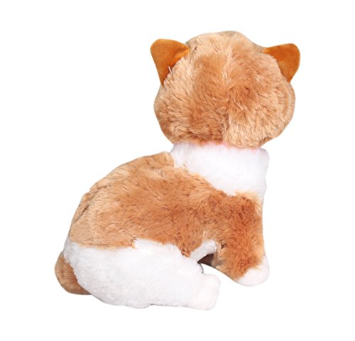 Image of Tickles Beige Cute Little Kitten Glitter Eyes Soft Toy Soft Stuffed Plush Animal Toy for Kids (Color: Brown & White Size:28 cm)