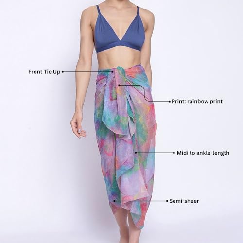 Image of EROTISSCH Women's Poly Georgette One-Piece Swimsuit Cover-Up Sarong, Made of 100% Polyester, Quick-Dry, Lightweight Beachwear for Girls with Adjustable Halter Neck, Suitable for Beach,Resort&Pool