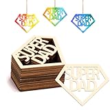 Tmflexe Dad 30Pcs Unfinished Wood Crafts Fathers Day DIY Cutouts Dad Birthday Present Gift Tags Wooden Letter Ornaments Paintable Blank Hanging Wood Slices for Kids Art Crafts Party Decor for Daddy