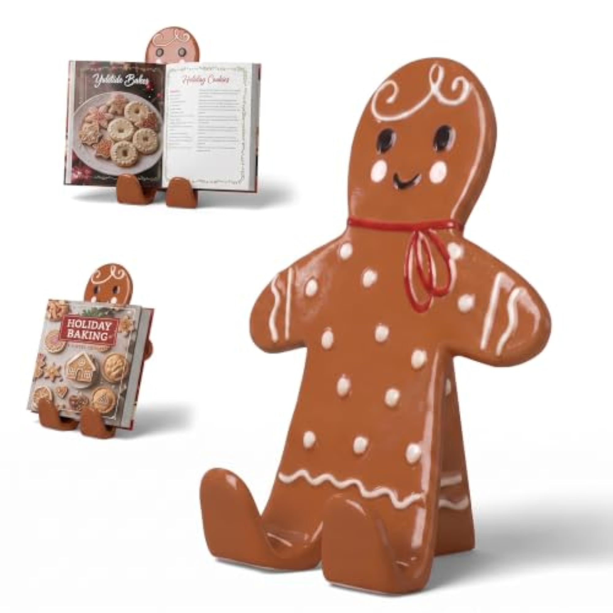 Christmas Gingerbread Man Cookbook Stand, Resin Recipe Holder