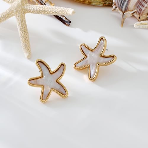 WOWORAMA Chunky Sea Shell Earrings for Women Gold Seashell Coral Reef Earrings Ocean Sea Pearl Statement Earring Boho Summer Beach Dangling Jewelry