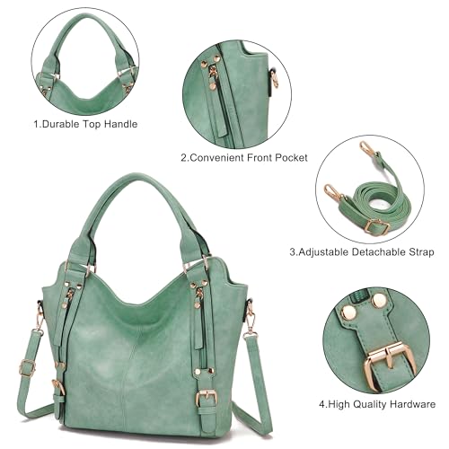 Soperwillton Purses for Women Large Shoulder Handbag Tote PU Leather Hobo Crossbody Bag Ladies Wallet Set 4pcs