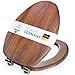 SANILO Wooden Toilet Seat with Soft Close [ELONGATED] - Decorative, Quiet & Slow Close Molded Wood Seat - With Strong Bumpers & Hinges - Adjustable Fit - Mahogany