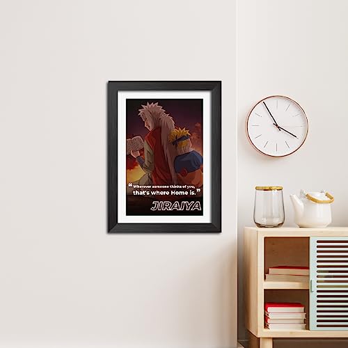 Image of TenorArts Jiraiya Poster Naruto Anime Quotes Laminated Photo Frame Painting with Matt Finish Black Textures (12 inches x 9inches)