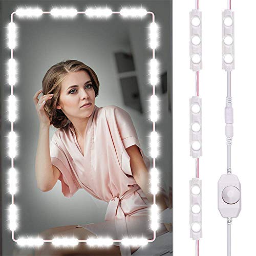 Dewanxin Luces LED de Espejo Luces de camerino,DIY Lámpara para Espejo de Maquillaje, Luces Modulos para Espejo,Armario,estantería,tocador,60 Bombillas LED
