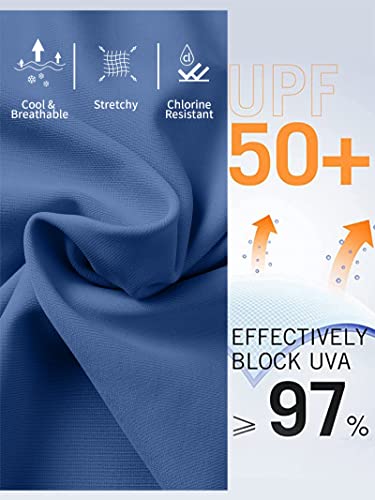 Attraco Womens Rash Guard Shirts Short Sleeve Spf 50 Swimming Shirts Solid Blue M #TOP3